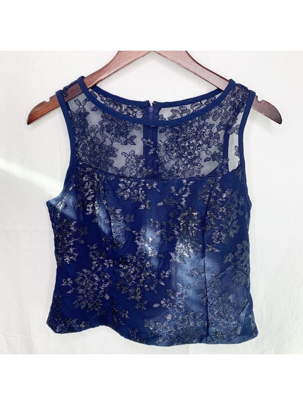 VINTAGE Lori-Ann Cropped Formal Mesh Zip up Top